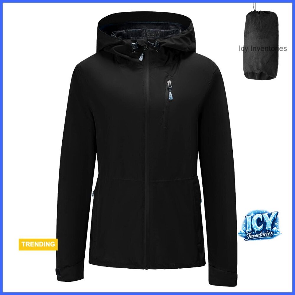 Waterproof Polyester Rain Jacket with Hood Lightweight Packable Windbreaker